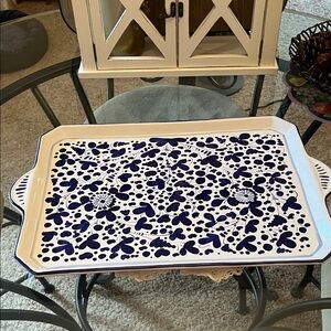 Starbucks Barista Floral Navy and White Patterned Tray
